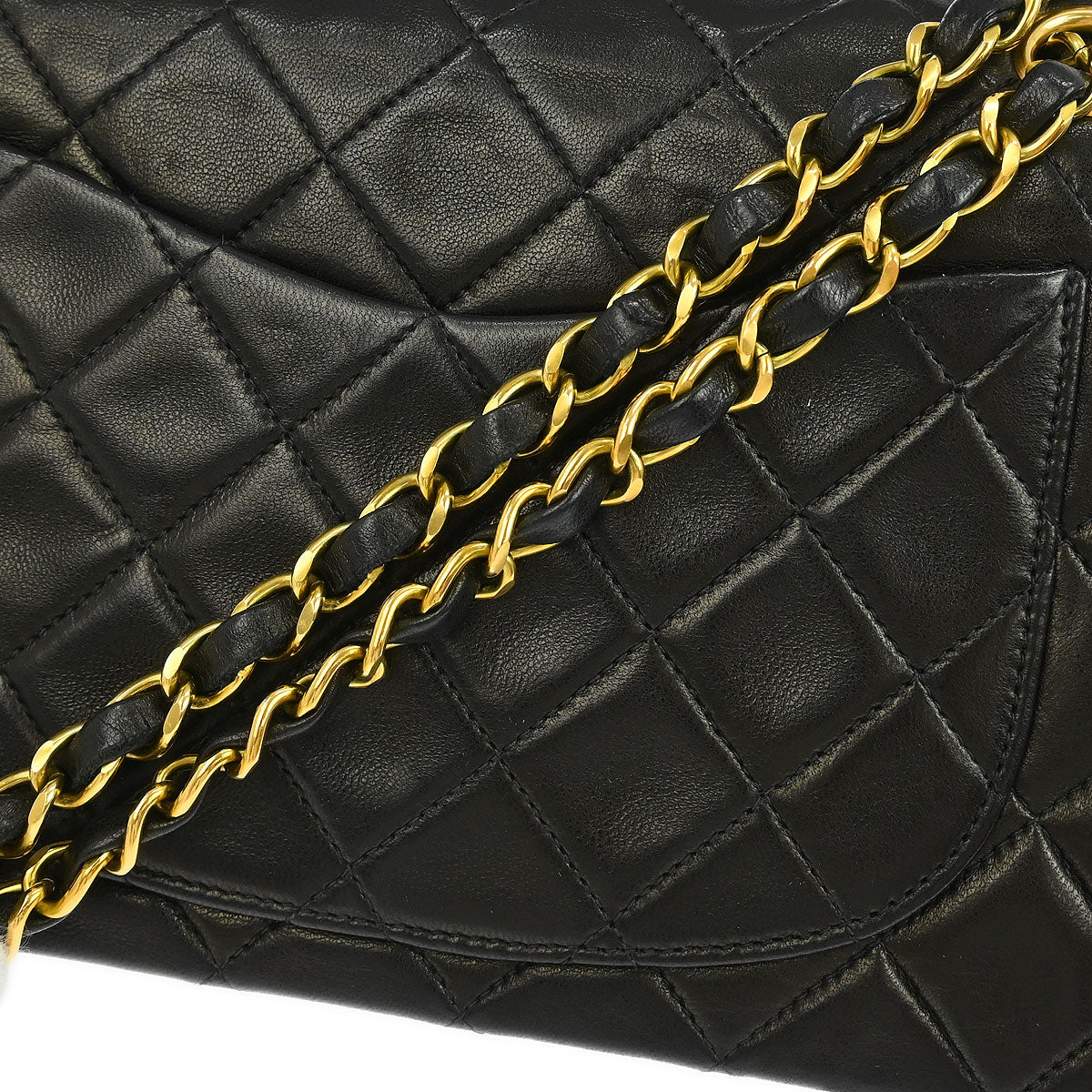 Chanel 1994-1996 Black Lambskin Small Classic Double Flap Shoulder Bag