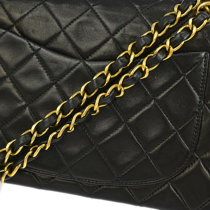 Chanel 1994-1996 Black Lambskin Small Classic Double Flap Shoulder Bag