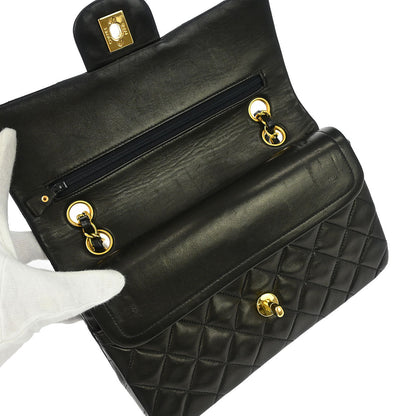 Chanel 1994-1996 Black Lambskin Small Classic Double Flap Shoulder Bag