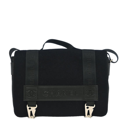 Chanel 2005-2006 Black Felt Nylon Sport Line 2way Shoulder Handbag