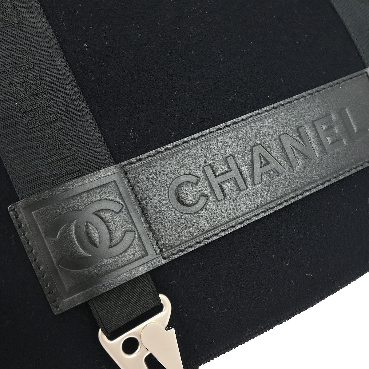 Chanel 2005-2006 Black Felt Nylon Sport Line 2way Shoulder Handbag