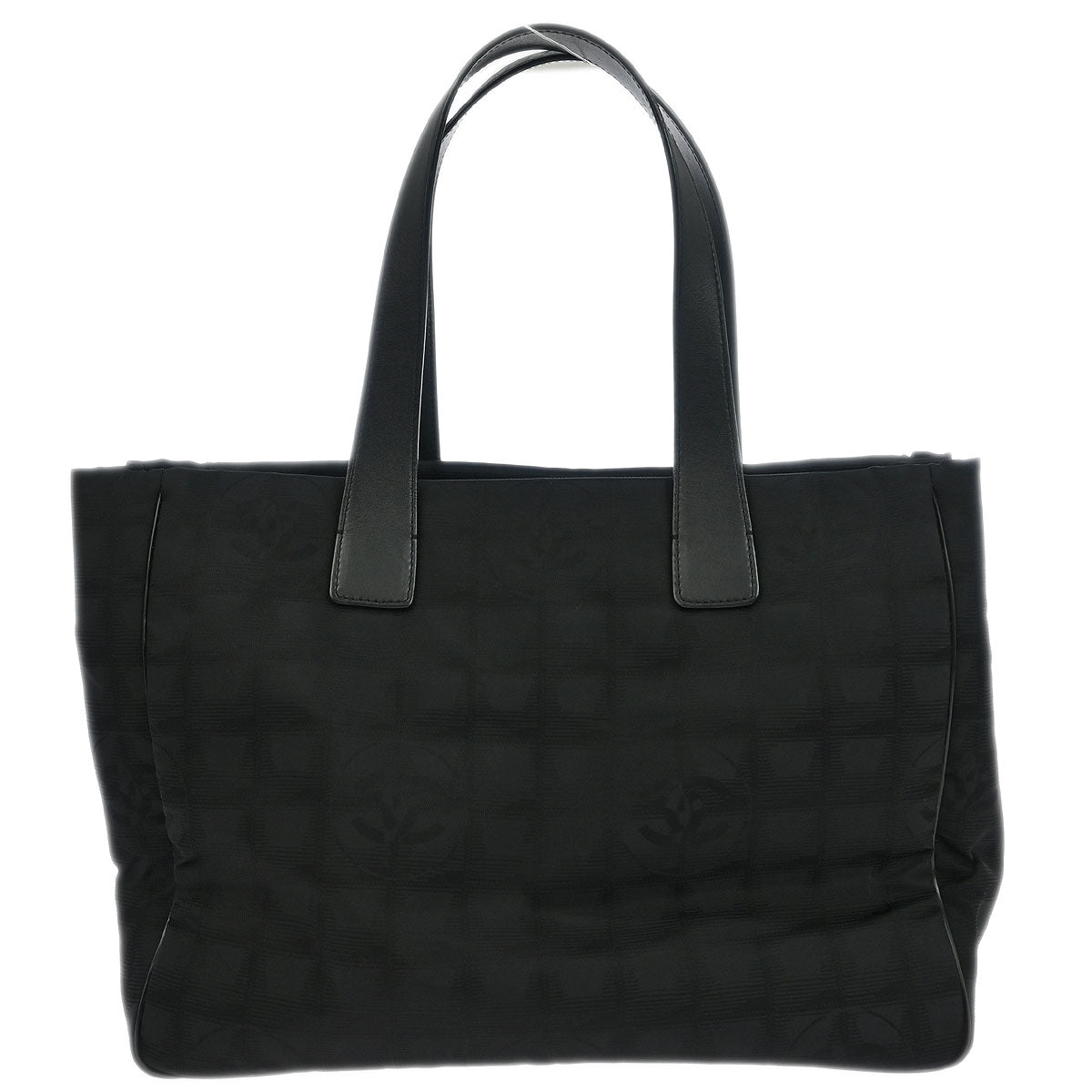Chanel Black Jacquard Nylon Travel Line Tote Handbag