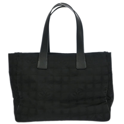 Chanel Black Jacquard Nylon Travel Line Tote Handbag