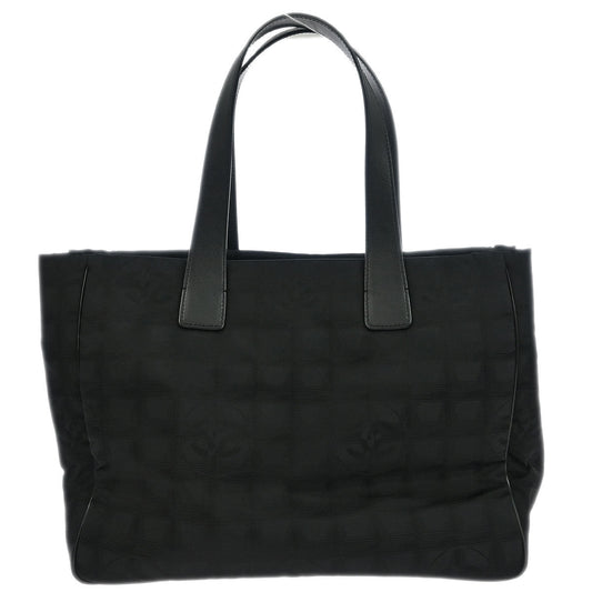 Chanel Black Jacquard Nylon Travel Line Tote Handbag