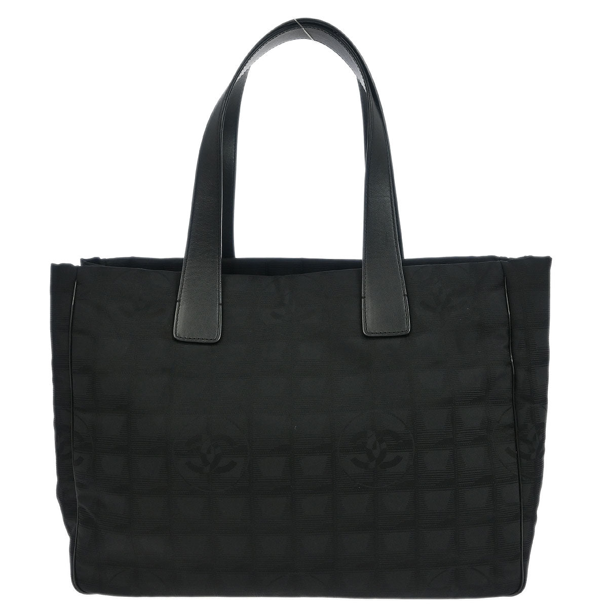 Chanel Black Jacquard Nylon Travel Line Tote Handbag