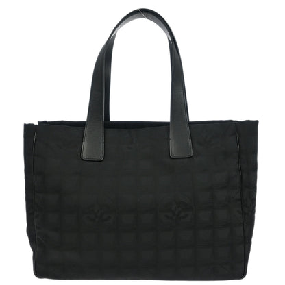 Chanel Black Jacquard Nylon Travel Line Tote Handbag