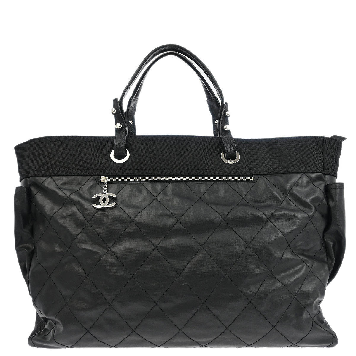 Chanel 2006-2008 Black Leather Paris-Biarritz GM Tote Handbag