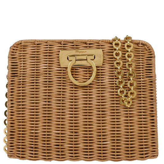 Salvatore Ferragamo Beige Ratan Gancini Shoulder Bag