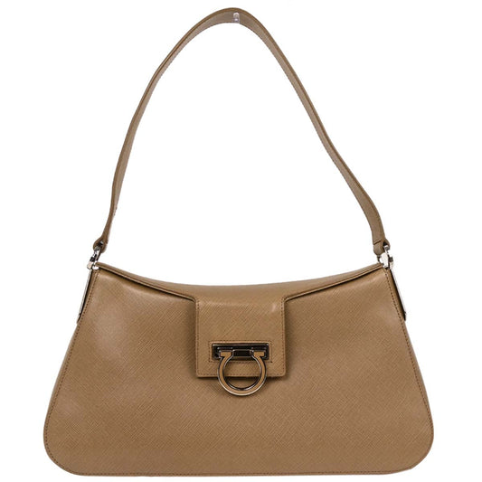 Salvatore Ferragamo Brown Leather Gancini Handbag