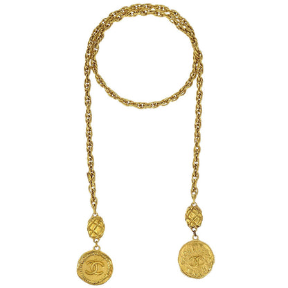 Chanel Medallion Gold Chain Pendant Necklace