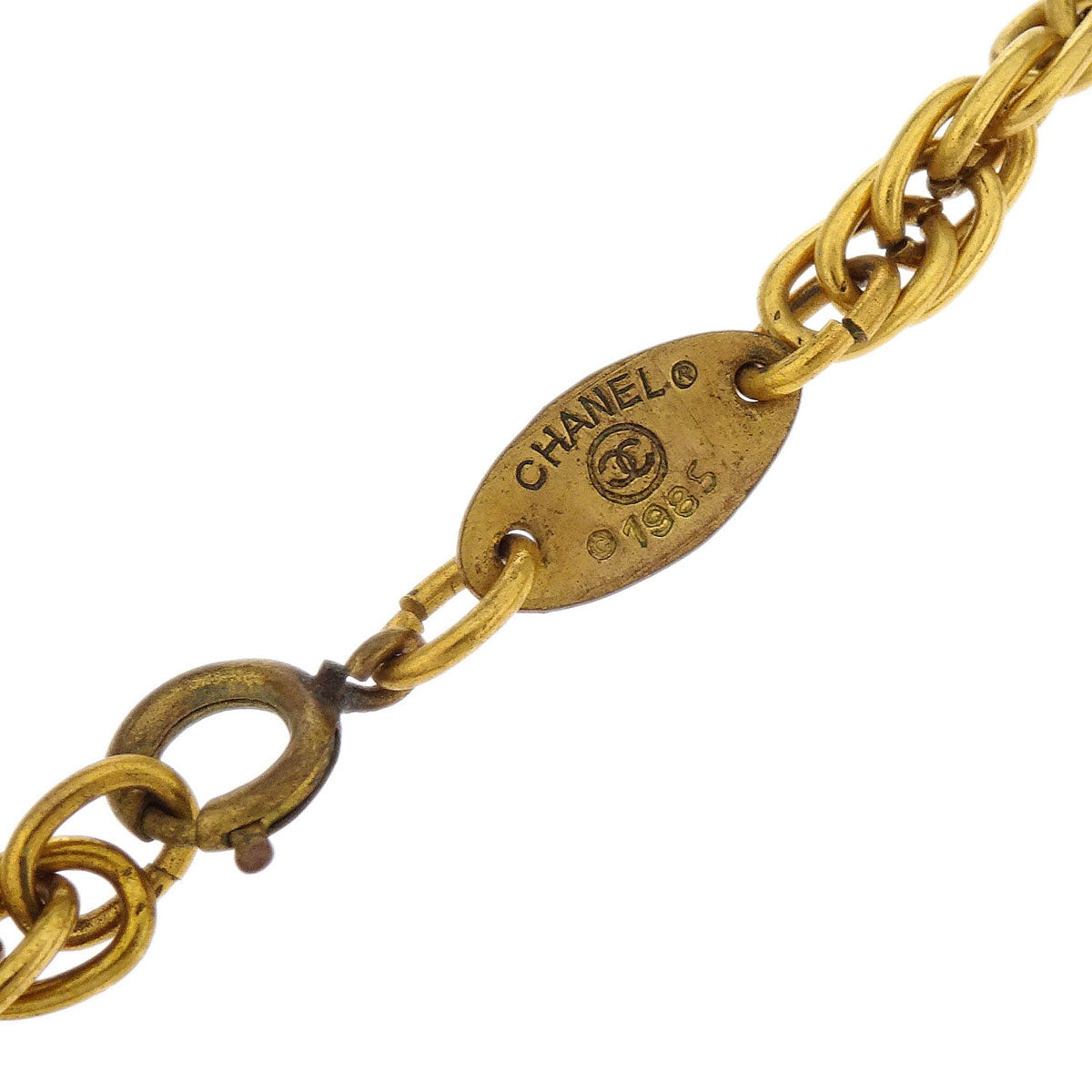Chanel Costume Pearl CC Chain Necklace Pendant Gold