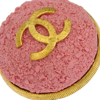 Chanel Gold Pink Button Earrings Clip-On 93C