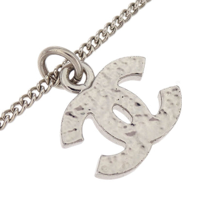 Chanel CC Chain Necklace Pendant Silver Rhinestone 06V