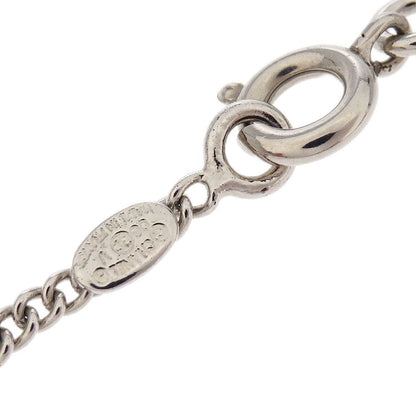 Chanel CC Chain Necklace Pendant Silver Rhinestone 06V