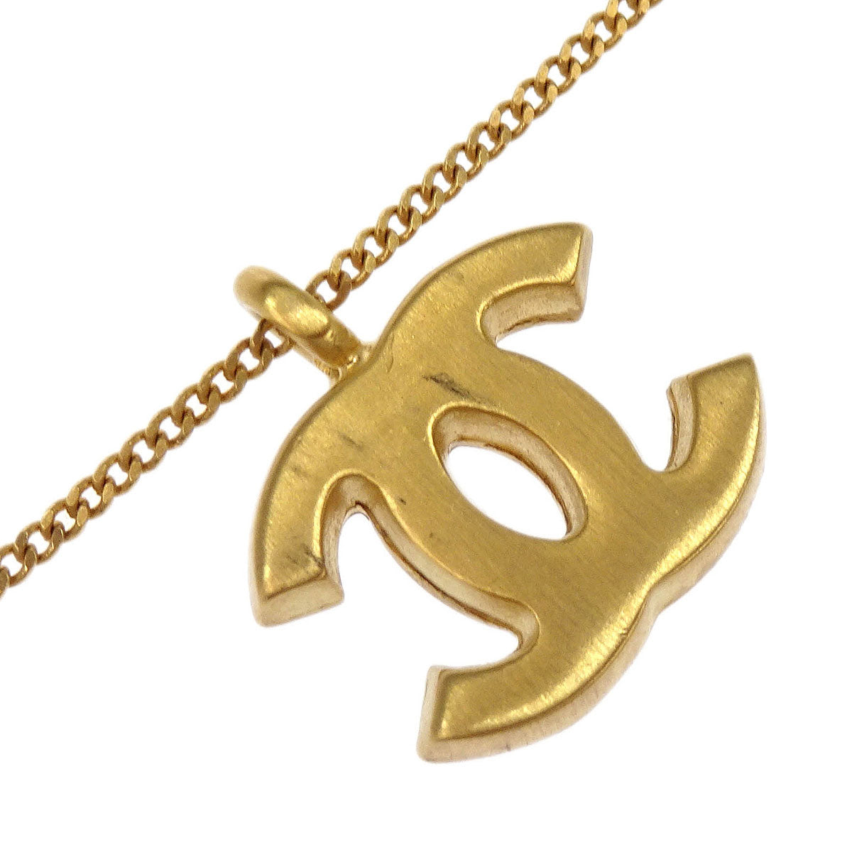 Chanel CC Chain Necklace Pendant Gold Black 01A