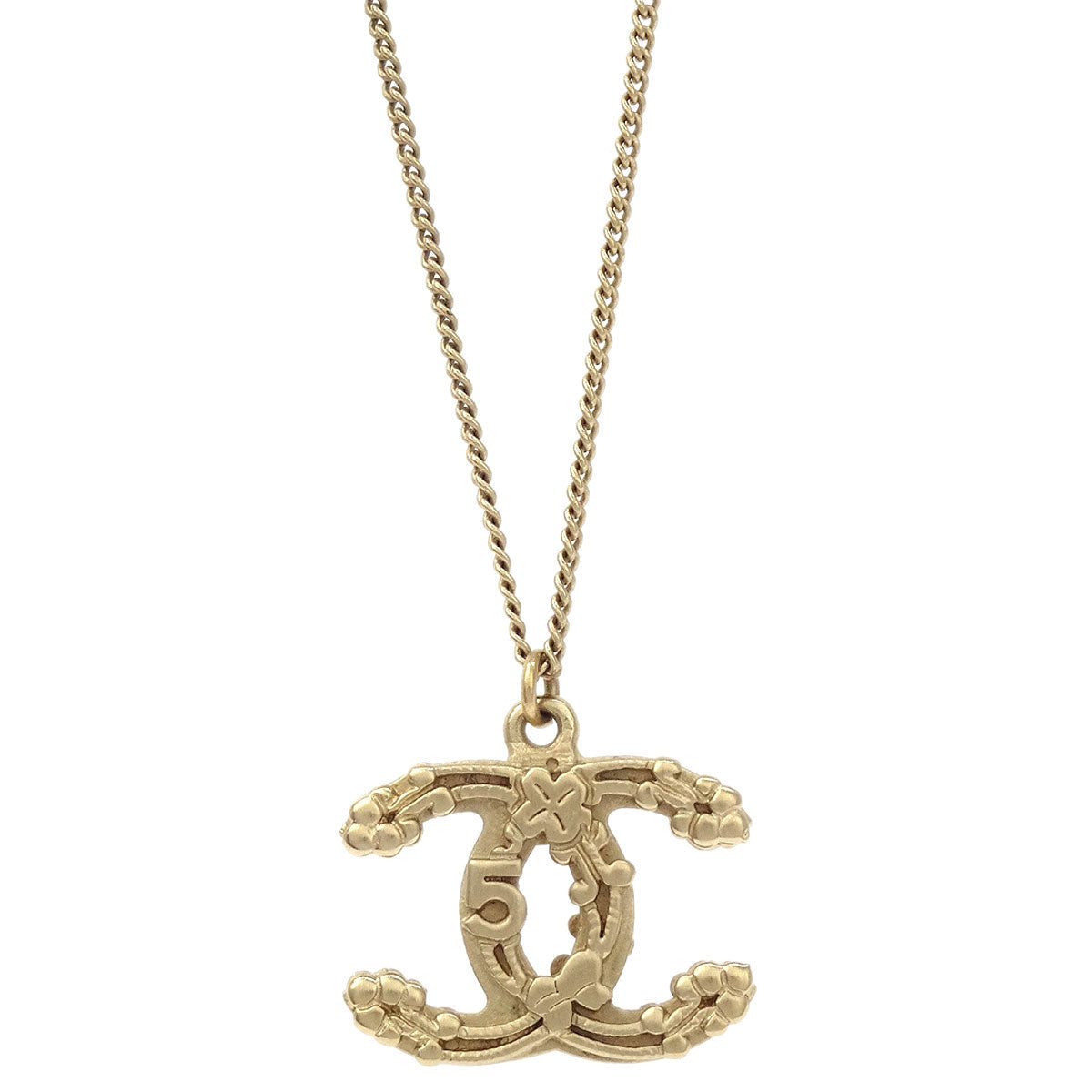 Chanel CC Chain Necklace Pendant Gold 06P