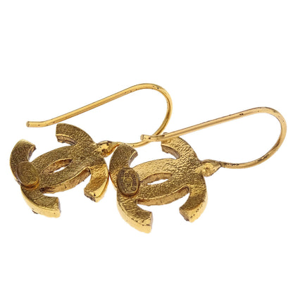 Chanel CC Piercing Earrings Gold Rhinestone 02A