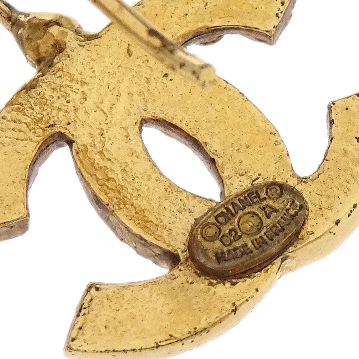 Chanel CC Piercing Earrings Gold Rhinestone 02A