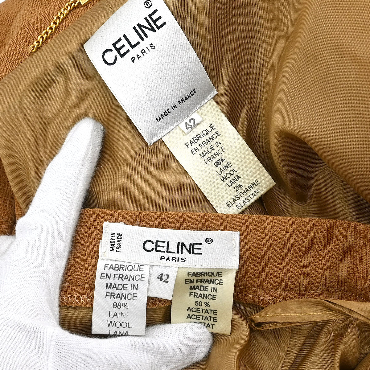 Celine Setup Suit Jacket Skirt Brown #42