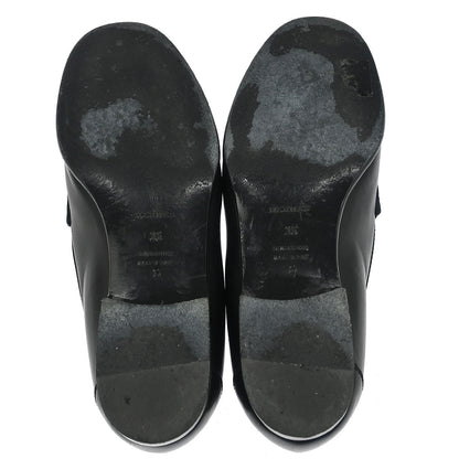Hermes * Loafers Shoes Black Leather #36
