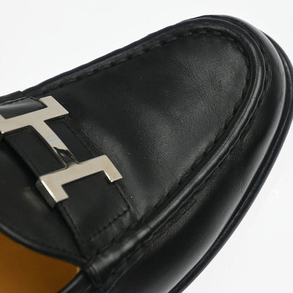 Hermes * Loafers Shoes Black Leather #36