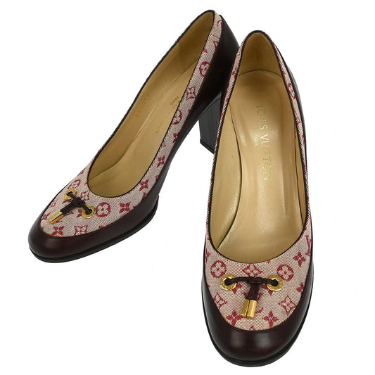 Louis Vuitton * Pumps Shoes Bordeaux Leather BR0052 #36