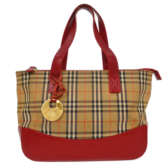 Burberry Beige Red House Check Tote Bag
