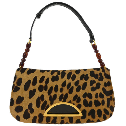 Christian Dior * Brown Pony Hair Maris Pearl Leopard Handbag