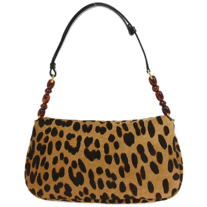 Christian Dior * Brown Pony Hair Maris Pearl Leopard Handbag