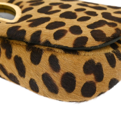 Christian Dior * Brown Pony Hair Maris Pearl Leopard Handbag