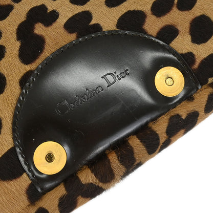Christian Dior * Brown Pony Hair Maris Pearl Leopard Handbag
