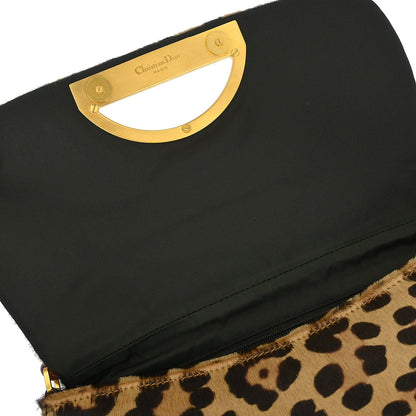 Christian Dior * Brown Pony Hair Maris Pearl Leopard Handbag