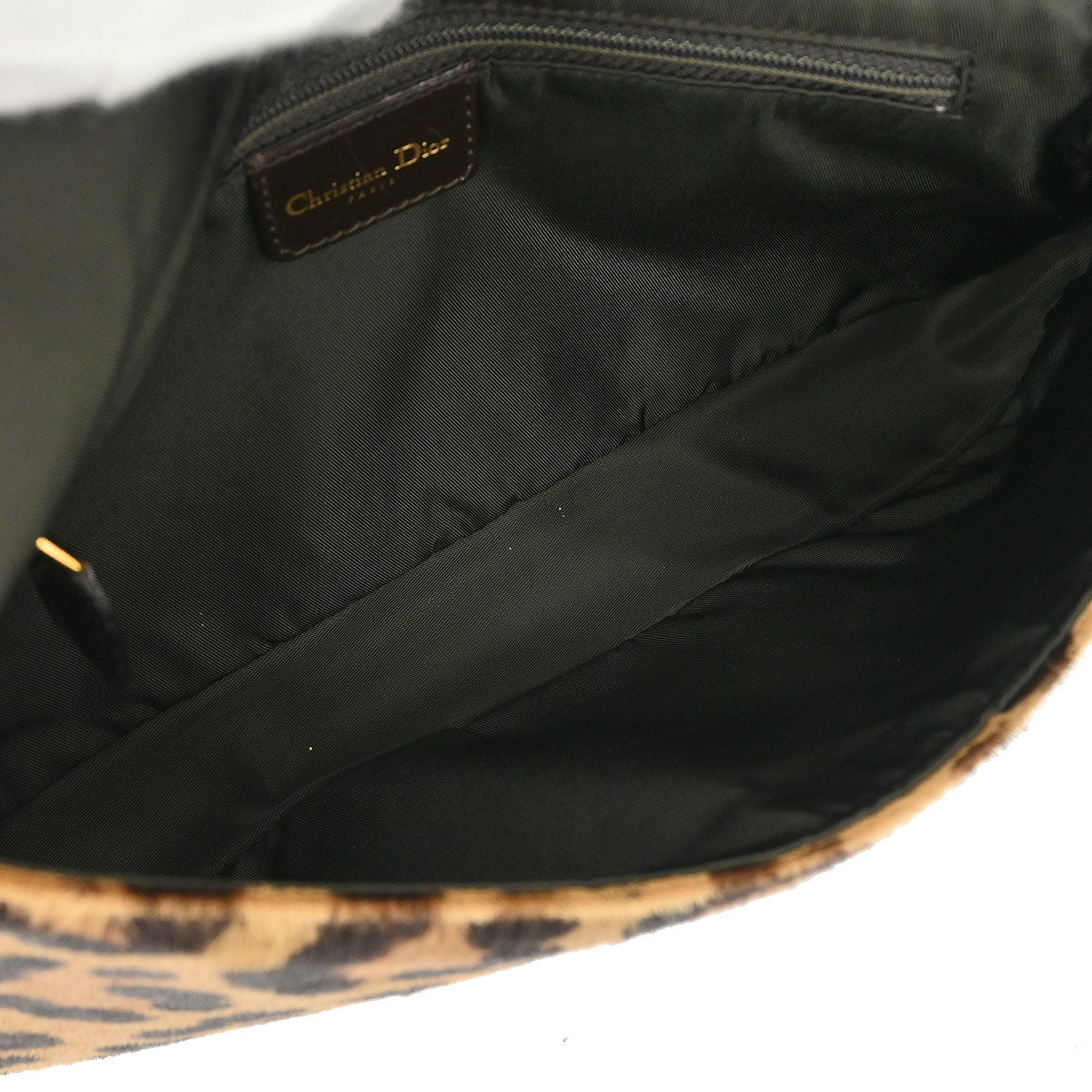 Christian Dior * Brown Pony Hair Maris Pearl Leopard Handbag