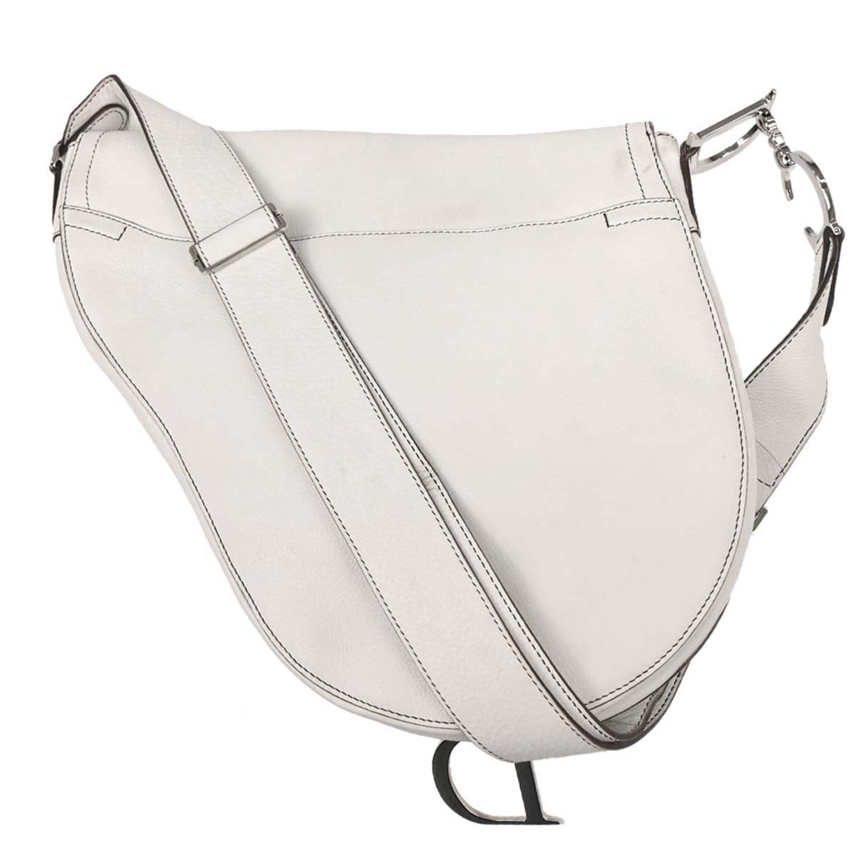 Christian Dior White Saddle Shoulder Bag