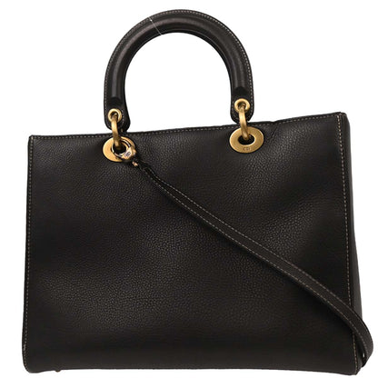 Christian Dior Black Calfskin Large Lady Dior 2way Shoulder Handbag