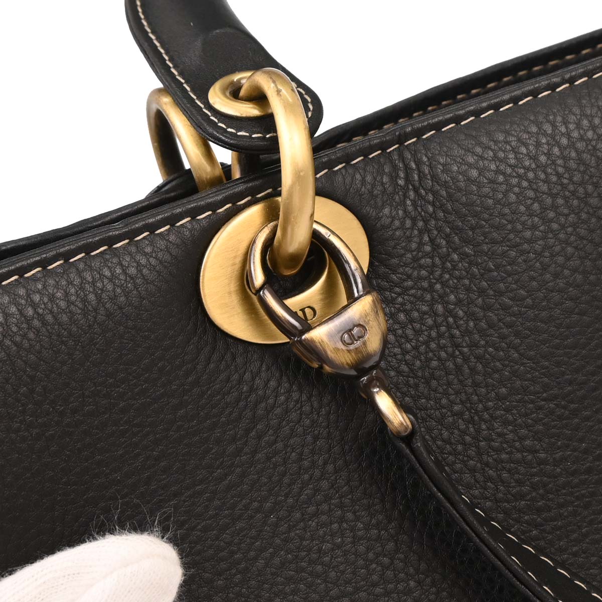 Christian Dior Black Calfskin Large Lady Dior 2way Shoulder Handbag