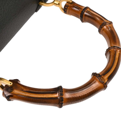 Gucci Dark Green Pigskin Bamboo 2way Shoulder Handbag