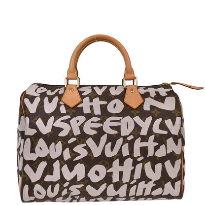 Louis Vuitton White Monogram Graffiti Speedy 30 Handbag