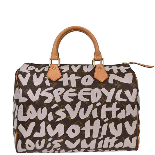 Louis Vuitton White Monogram Graffiti Speedy 30 Handbag
