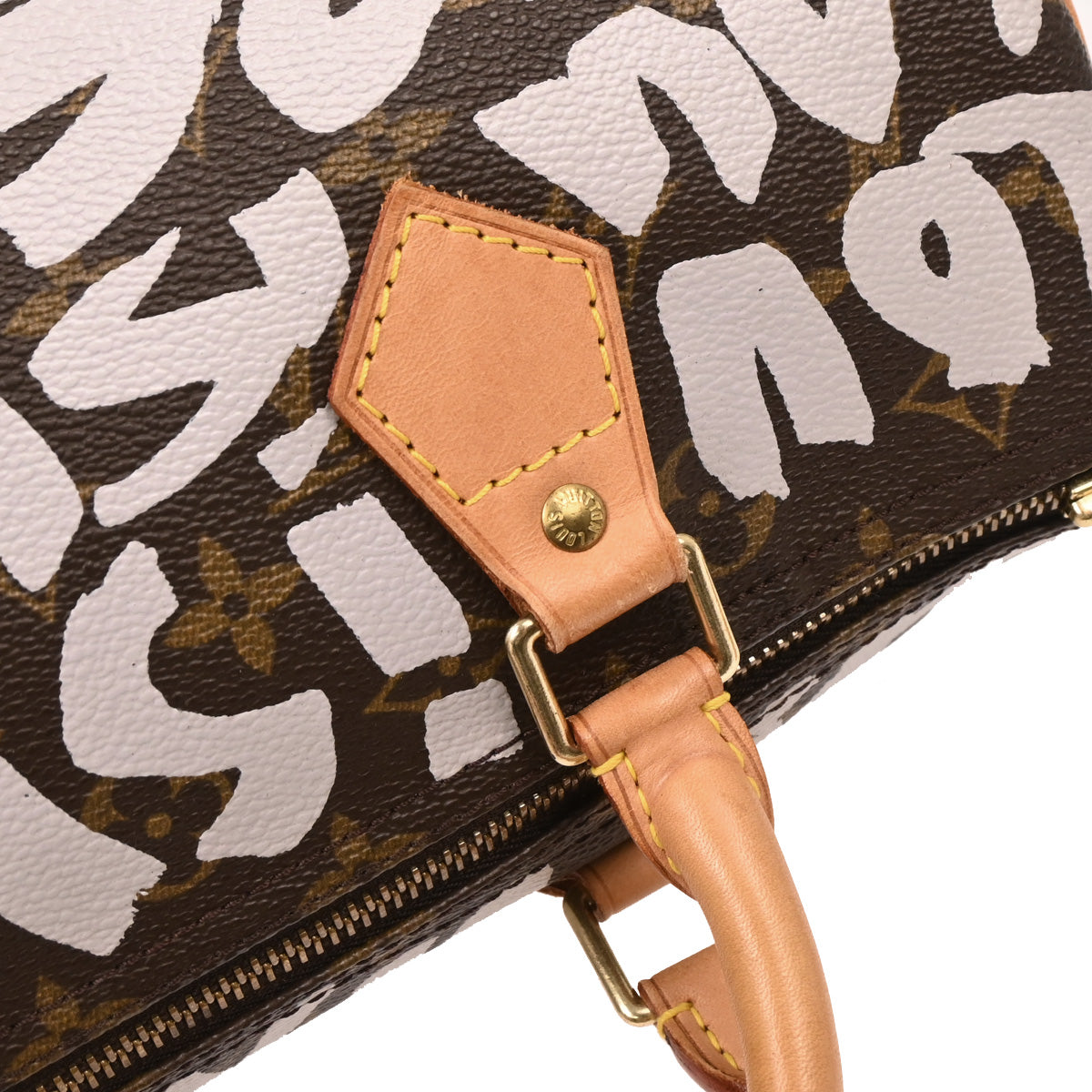 Louis Vuitton White Monogram Graffiti Speedy 30 Handbag