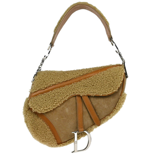 Christian Dior * Beige Mouton Saddle Handbag