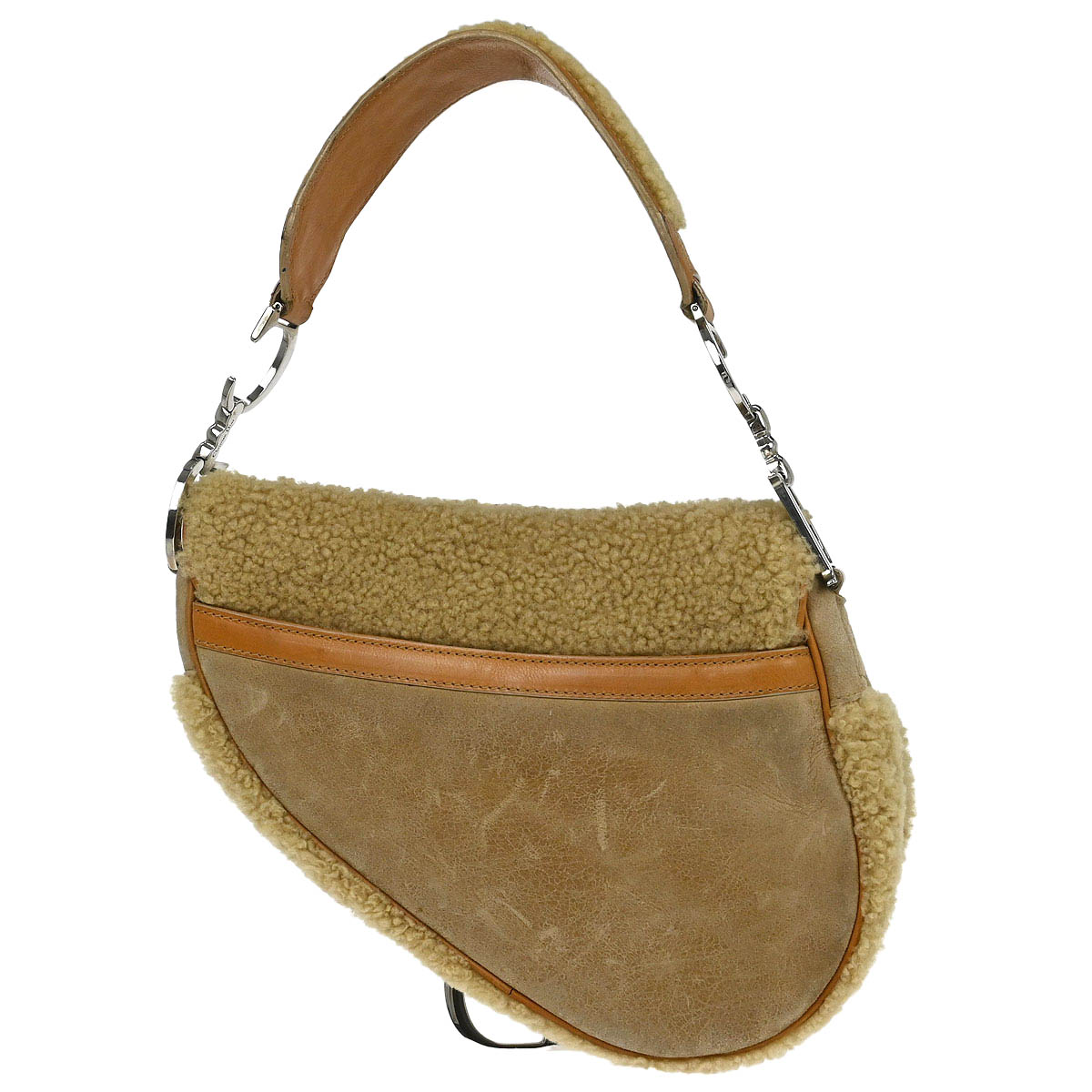Christian Dior * Beige Mouton Saddle Handbag