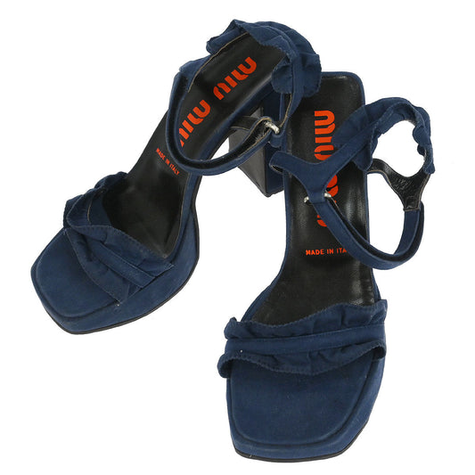 Miu Miu * Sandals Shoes Navy Cotton #37 1/2