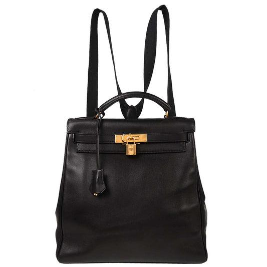 Hermes Black Gulliver Kelly A Dos GM Backpack