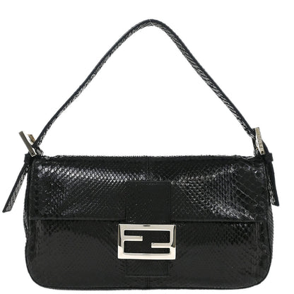 Fendi * Black Python Baguette Handbag