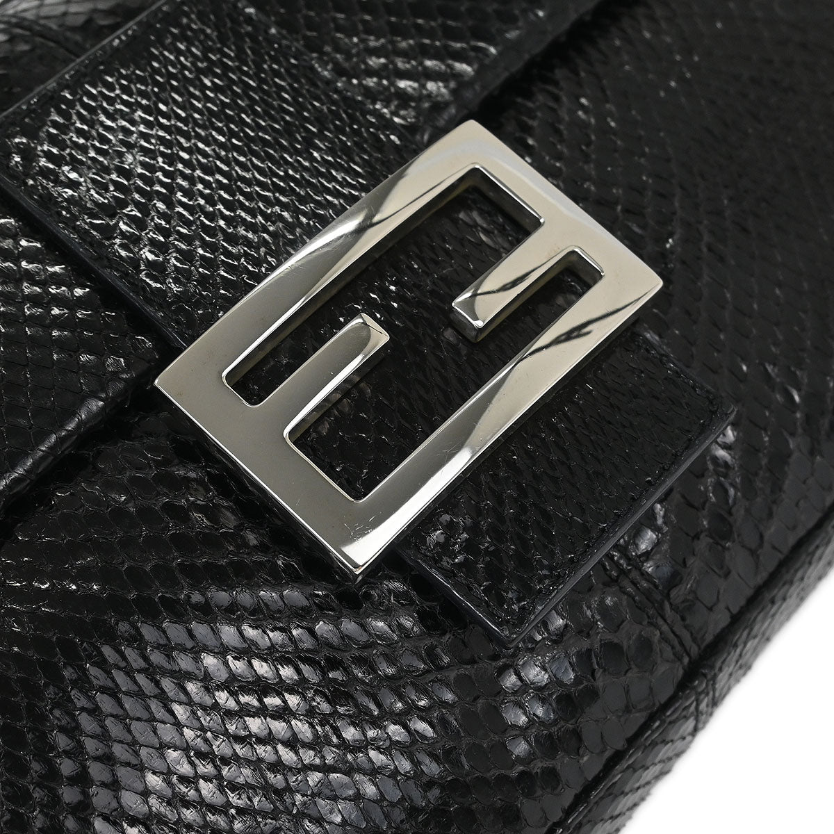 Fendi * Black Python Baguette Handbag