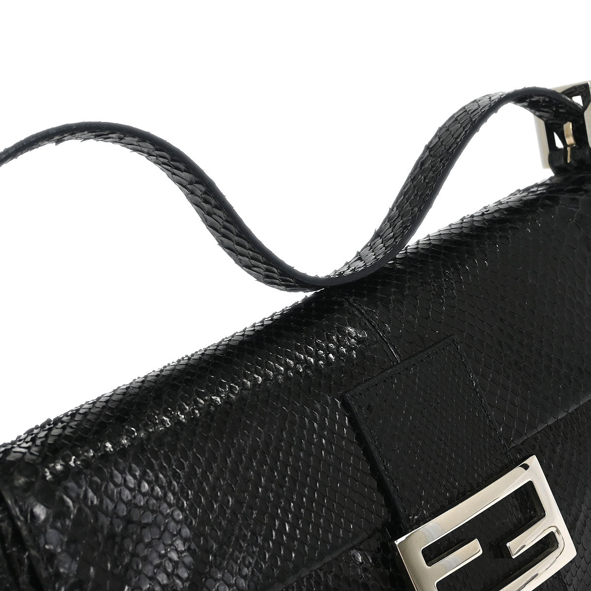 Fendi * Black Python Baguette Handbag
