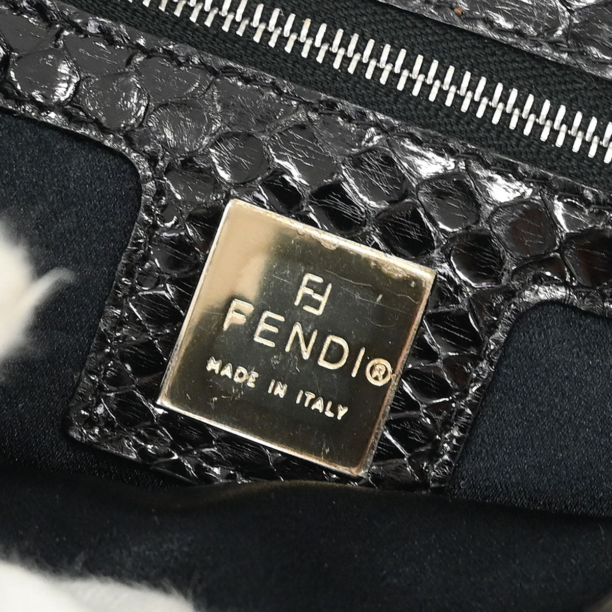 Fendi * Black Python Baguette Handbag