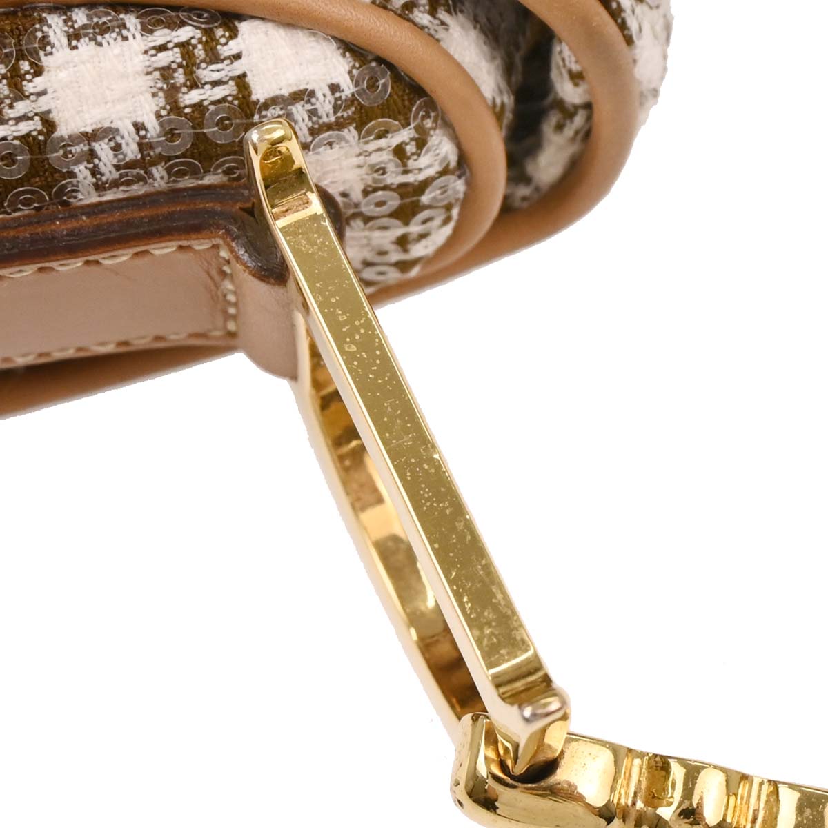 Christian Dior Brown Tweed Sequins Double Saddle Handbag