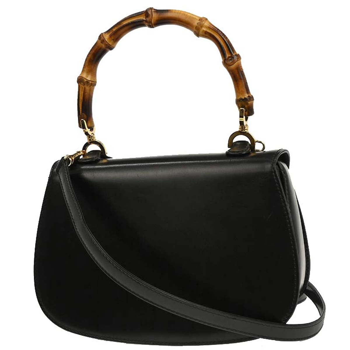 Gucci Black Bamboo 2way Shoulder Handbag